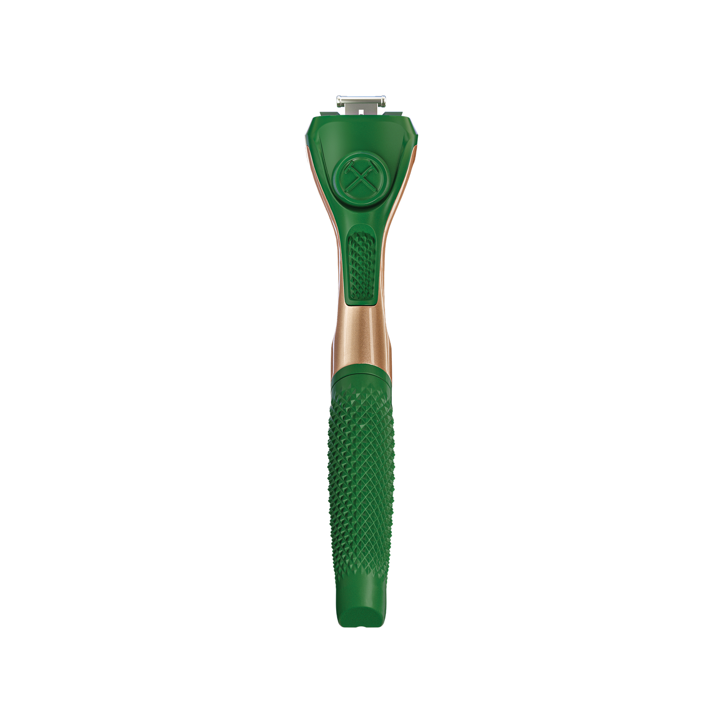 Limited edition shaving handle in mistletoe green with copped accents